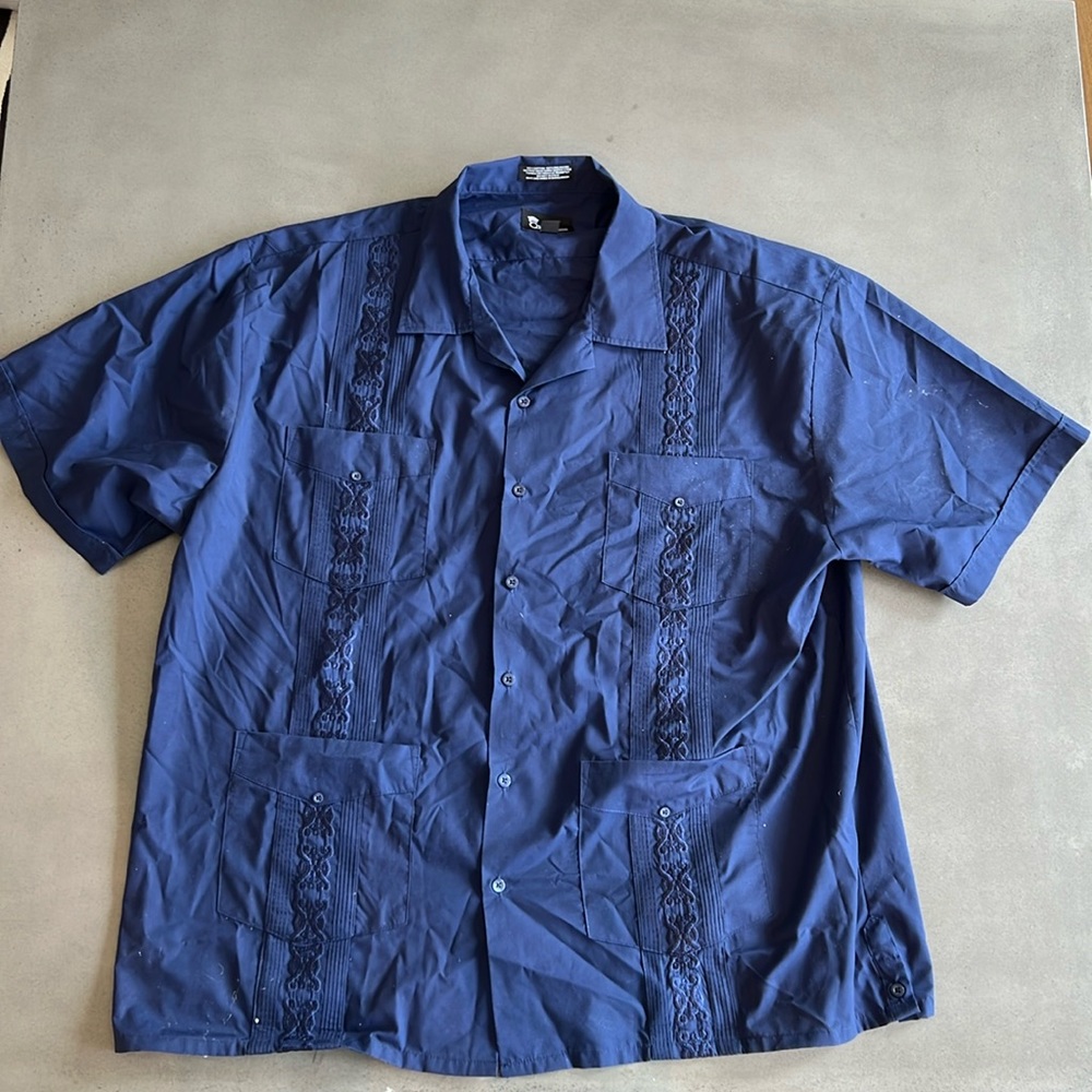 Omega 3XL Guayabera Navy Shirt
